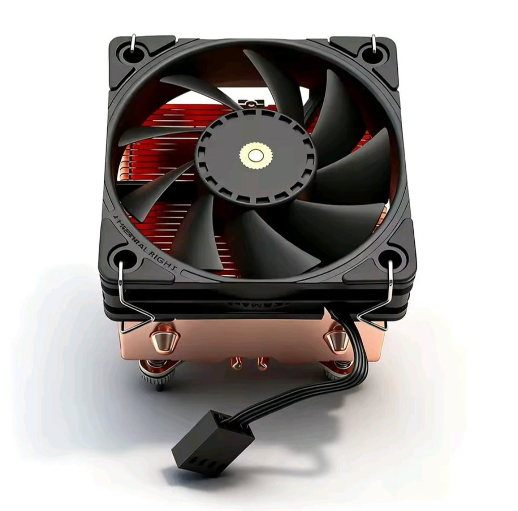 Copper heatsink and fan front view