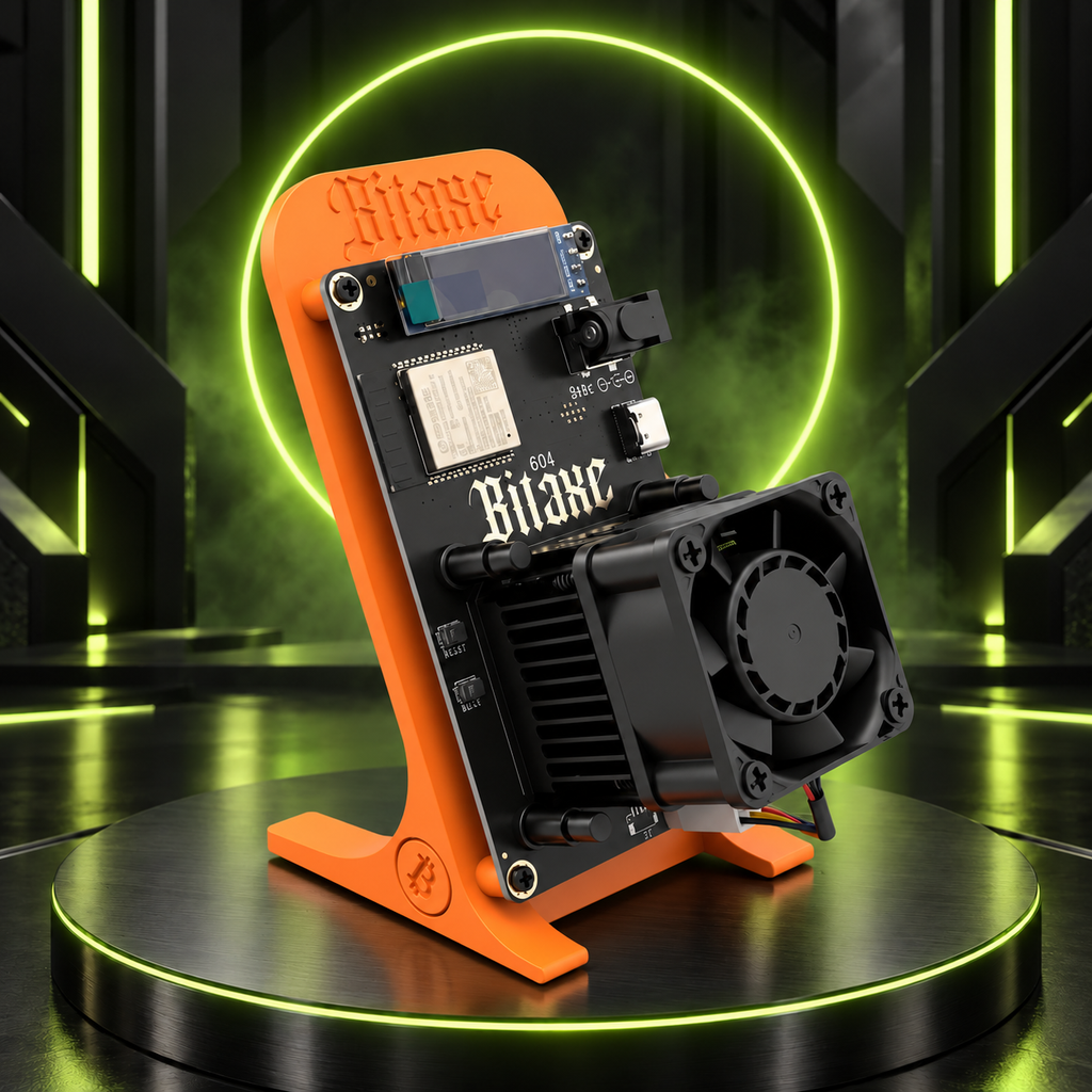 Bitaxe Gamma 601 — Orange · Studio photo 2